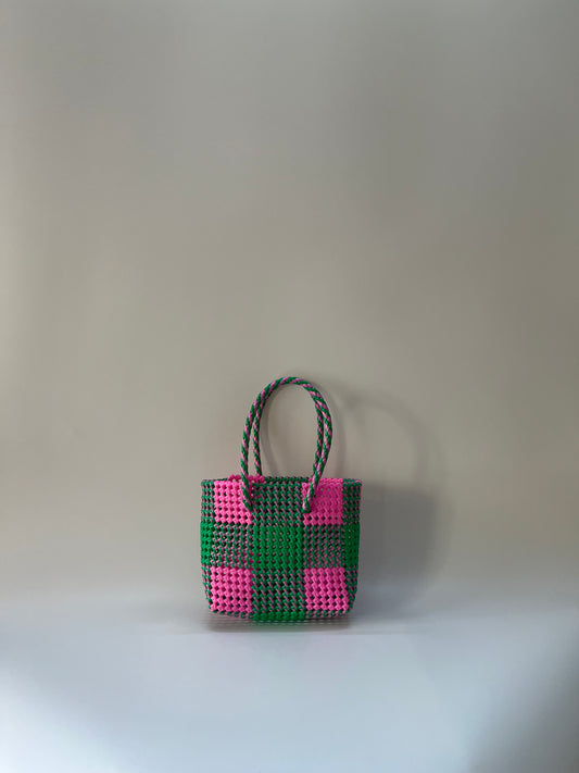 N°19S - SAC COLORÉ - PETIT - rose clair & vert