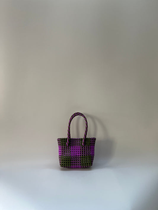 N°96XS bis - SAC COLORÉ - MINI - kaki & violet