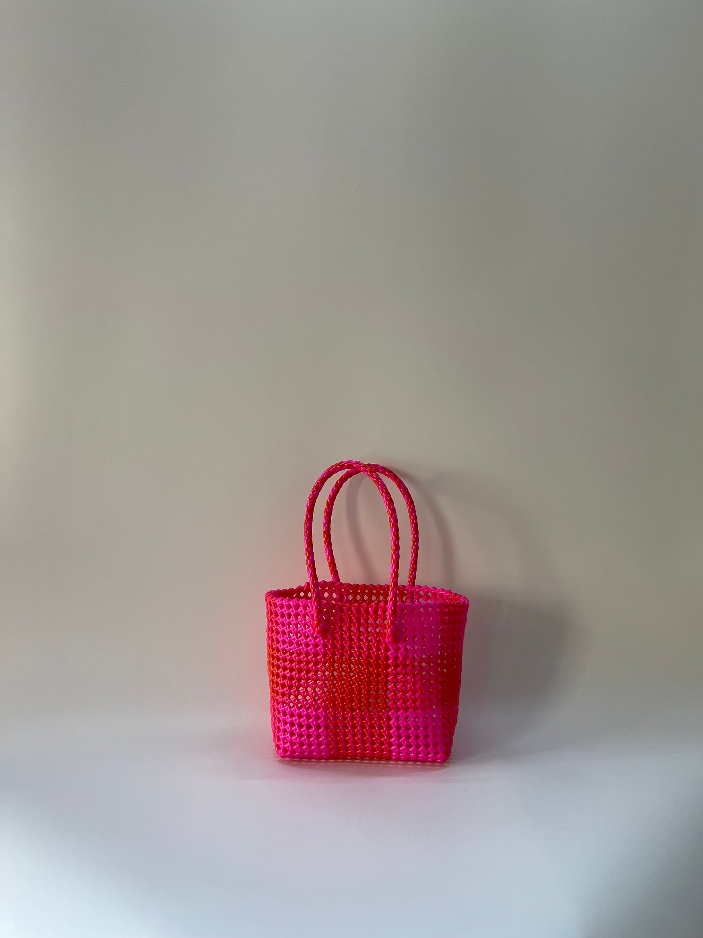 N°114S - SAC COLORÉ - PETIT - rouge & rose fluo