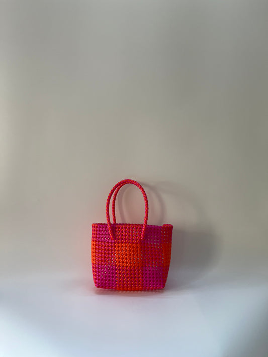 N°97S - SAC COLORÉ - PETIT - rose foncé & orange