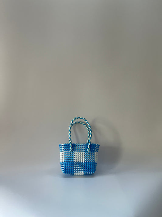 N°216XS - SAC COLORÉ - MINI - bleu clair & blanc