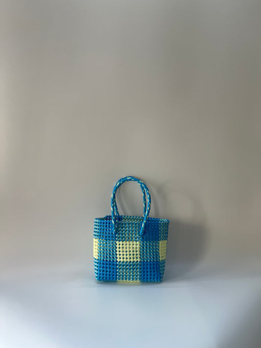 N°224S - SAC COLORÉ - PETIT - bleu clair & écru