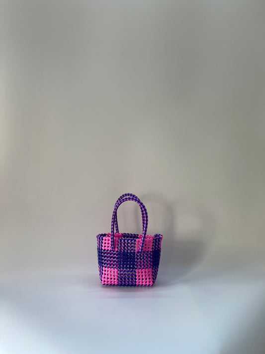 N°14XS - SAC COLORÉ - MINI - rose clair & violet foncé