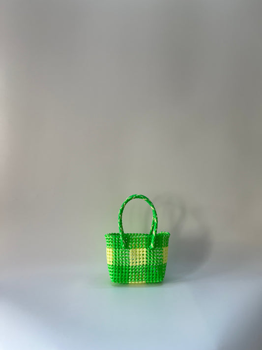 N°217XS - SAC COLORÉ - MINI - vert clair & écru