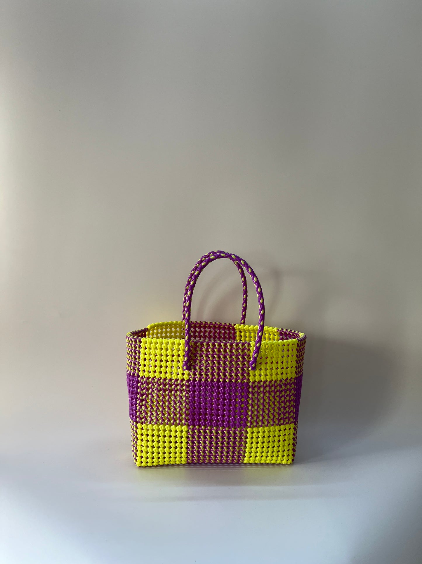 N°7L - SAC COLORÉ - GRAND - jaune fluo & violet