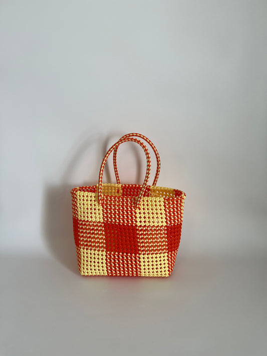 N°37M - SAC COLORÉ - MOYEN - orange & crème