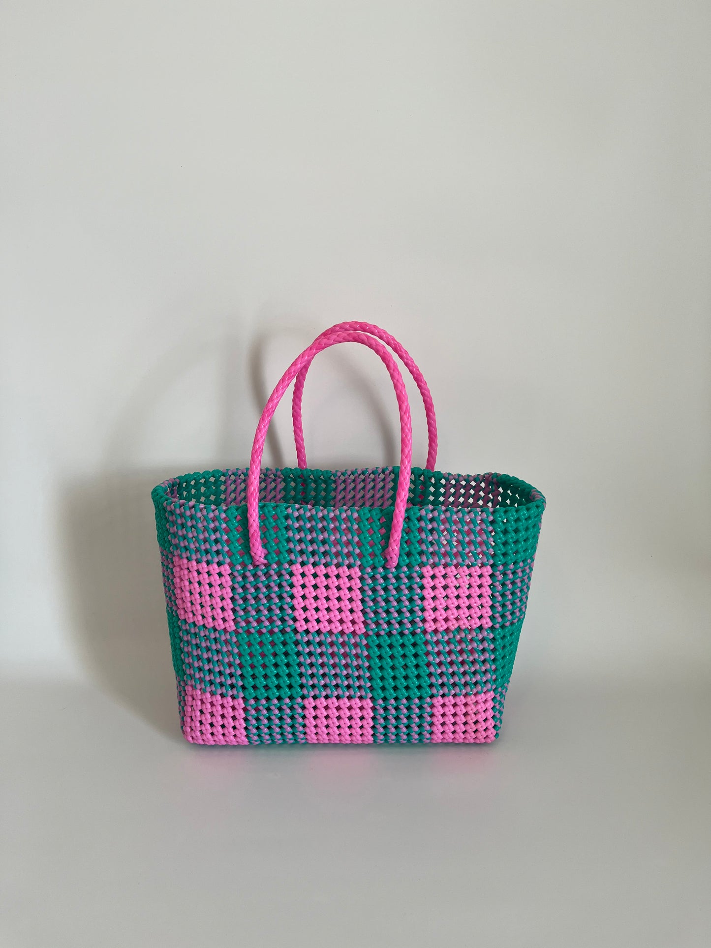 N°17L - SAC COLORÉ - GRAND - rose clair & turquoise