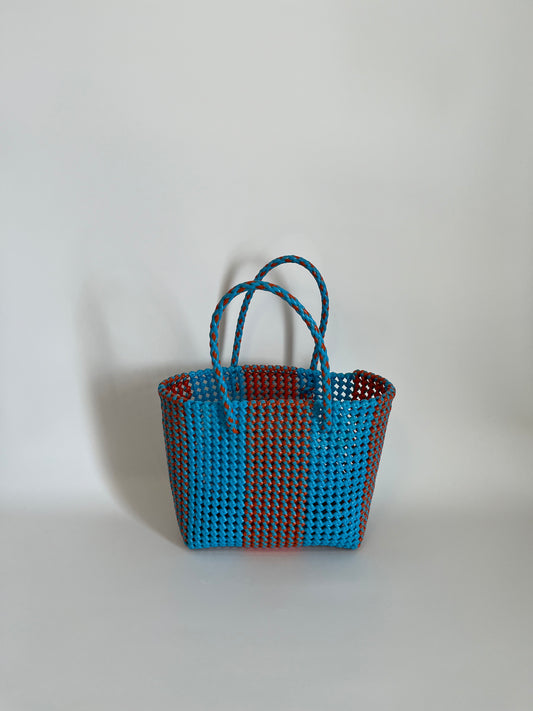 N°77M bis - SAC COLORÉ - MOYEN - orange & bleu clair