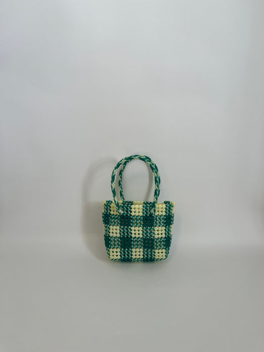 N°54XS - SAC COLORÉ - MINI - vert foncé & écru