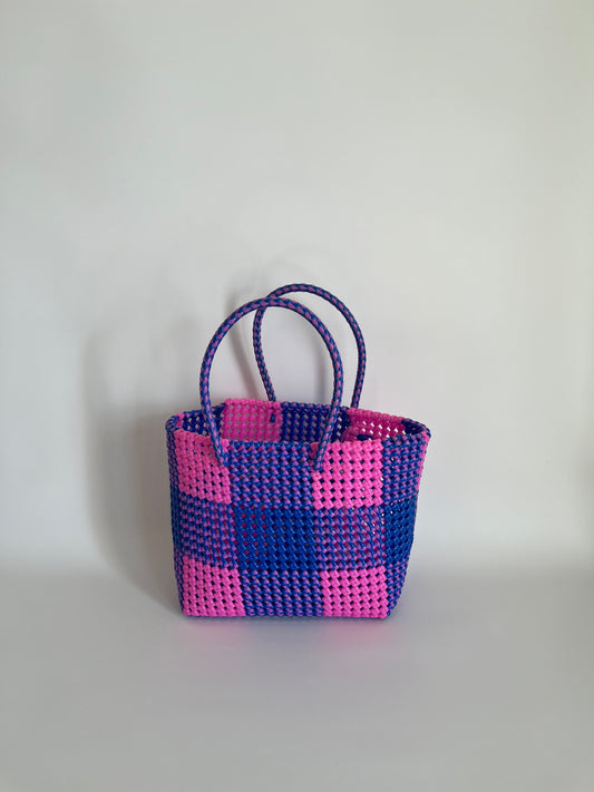 N°14XS - SAC COLORÉ - MINI - rose clair & violet foncé