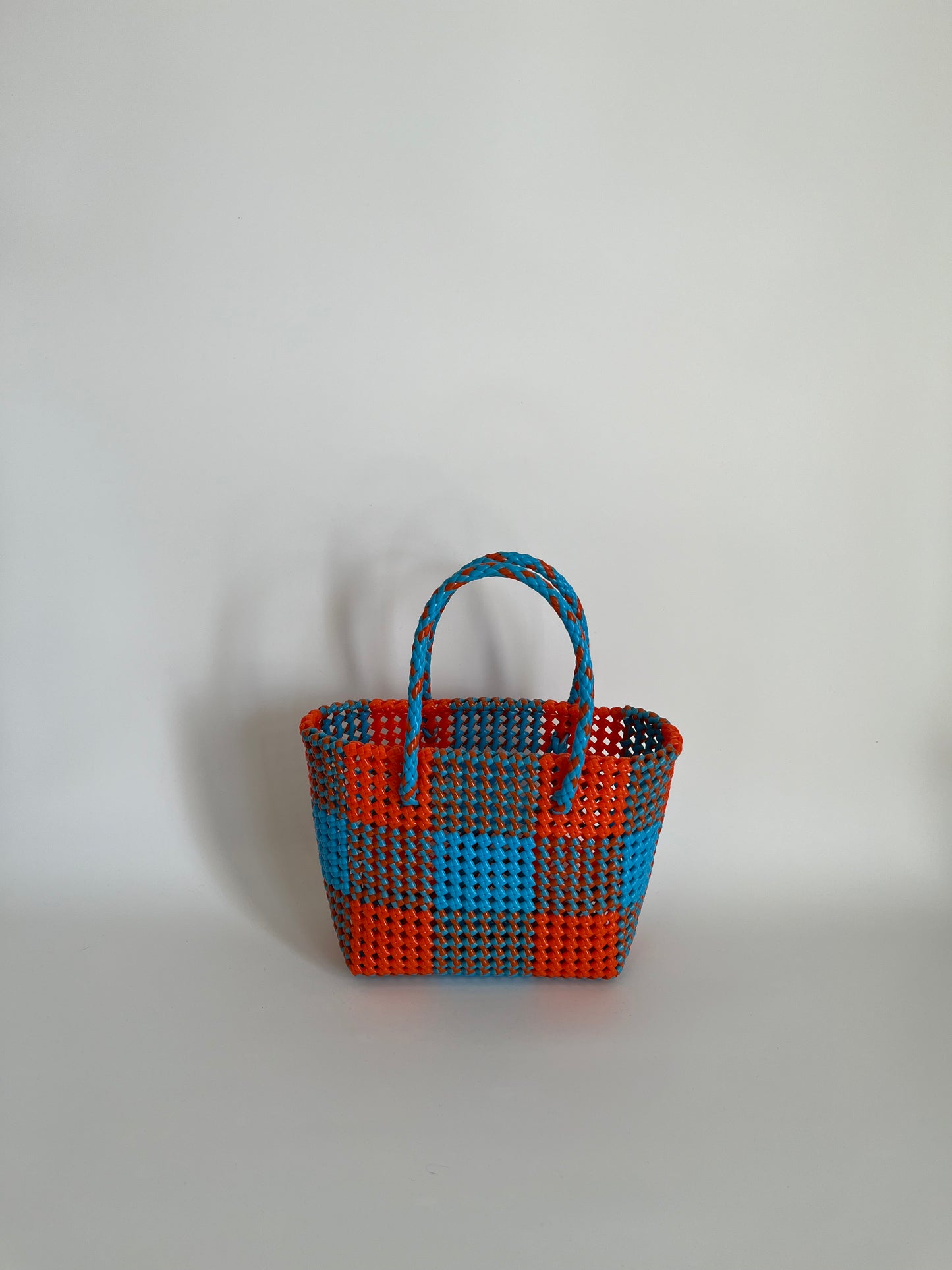 N°77S - SAC COLORÉ - PETIT - orange & bleu clair