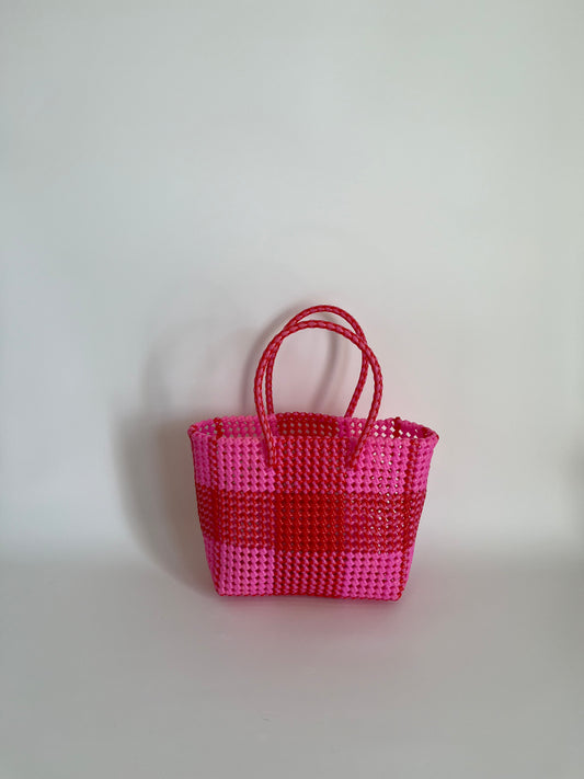 N°12M - SAC COLORÉ - MOYEN - rose clair & rouge