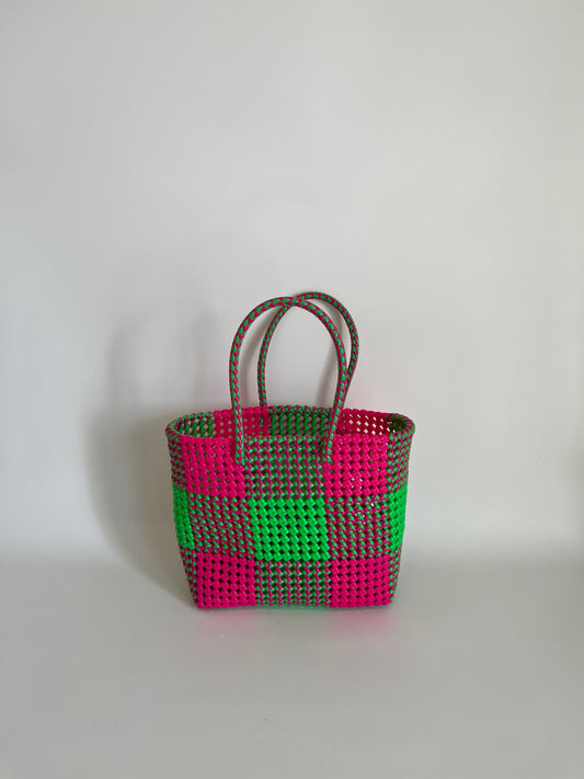 N°20M - SAC COLORÉ - MOYEN - rose fluo & vert fluo