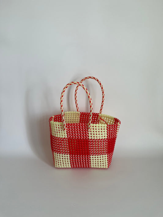 N°75M - SAC COLORÉ - MOYEN - rouge & écru