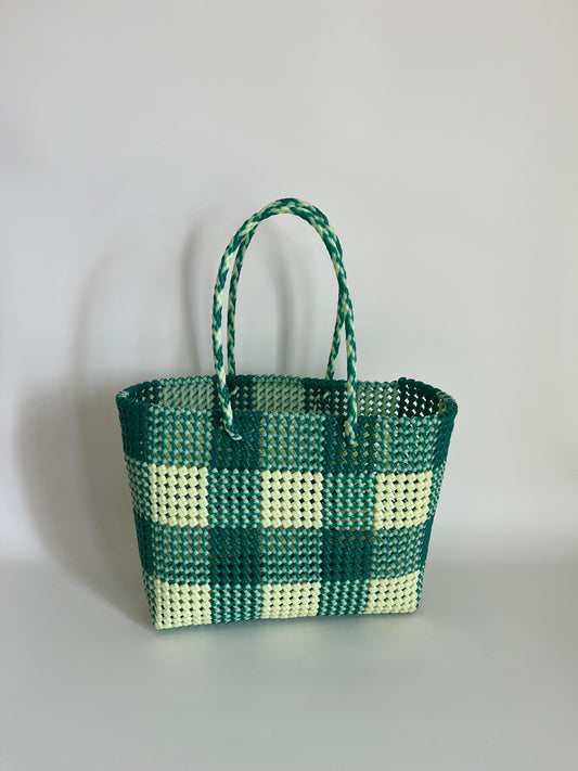 N°54L - SAC COLORÉ - GRAND - vert foncé & écru