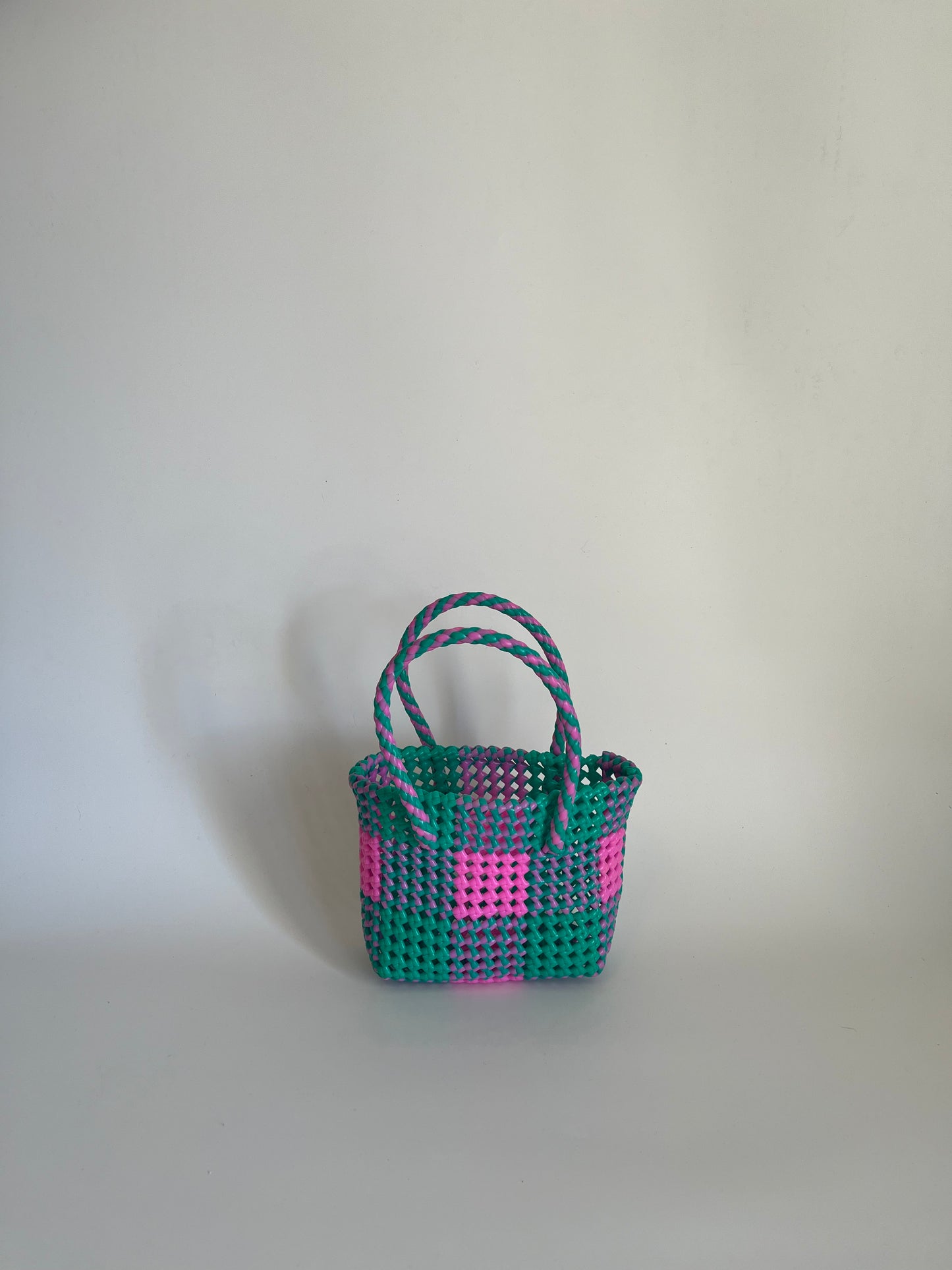 N°17XS - SAC COLORÉ - MINI - rose clair & turquoise